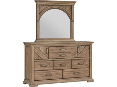 Avalon Furniture Brown Rubberwood Dresser and Mirror Set AVLB00775DSET