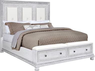 Avalon Furniture Frosted White Gray Mahogany Wood Queen Panel Bed AVLB0091250STRG