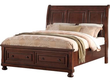 Avalon Furniture Cherry Brown Pine Wood Queen Sleigh Bed AVLB00961JB50
