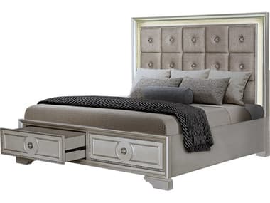 Avalon Furniture Silver Bronze Birch Wood Upholstered Queen Panel Bed AVLB0120950STG
