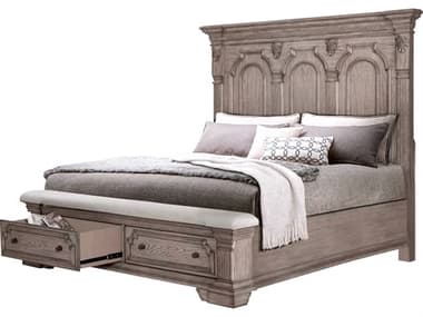 Avalon Furniture Light Taupe Brown Oak Wood Queen Panel Bed AVLB0121850
