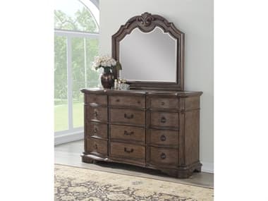 Avalon Furniture Brown Rubberwood Dresser and Mirror Set AVLB1495JDSET