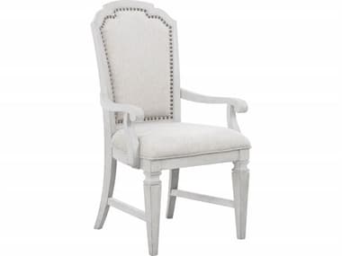Avalon Furniture Acacia Wood White Upholstered Arm Dining Chair AVLD00323AC
