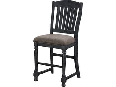 Avalon Furniture Distressed Gray Washed Black Upholstered Pine Wood Counter Stool AVLD00511GC