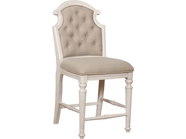 Avalon Furniture Light Gray Oak Distressed White Upholstered Wood Counter Stool AVLD0162NGC