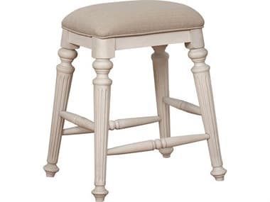 Avalon Furniture Light Gray Oak Distressed White Upholstered Wood Table Stool AVLD0162NKIS