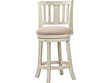 Avalon Furniture Brushed White Upholstered Swivel Mango Wood Counter Stool AVLD01822GC
