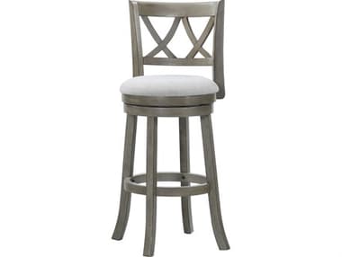 Avalon Furniture Gray Upholstered Swivel Mango Wood Bar Stool AVLD01833BS