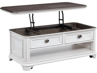 Avalon Furniture Rectangular Wood Gray Oak Distressed White Coffee Table AVLO00162C44