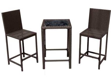 AZ Patio Heaters Bar Height Bistro Set- Dark Brown Wicker AZAW226B
