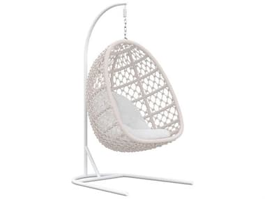 Azzurro Living Amelia Sand All-Weather Rope Hanging Chair with Cloud Cushion & Stand AZZAMER06HCCUK