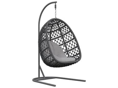 Azzurro Living Amelia Ash All-Weather Rope Hanging Chair with Fog Cushion & Stand AZZAMER07HCCUK