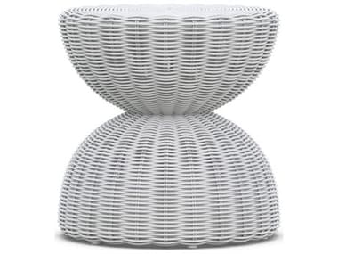 Azzurro Living Cabo Beach White Wicker 15.75'' Round End Table AZZCABAW04ST