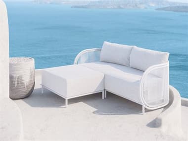 Azzurro Living Kamari White Mist All-Weather Rope Lounge Set with Cloud Cushion AZZKAMARILNGSET2