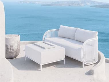 Azzurro Living Kamari White Mist All-Weather Rope Lounge Set with Cloud Cushion AZZKAMARILNGSET3