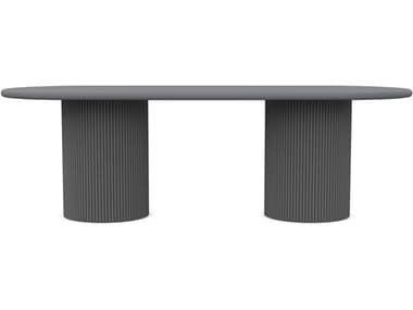 Azzurro Living Palma Matte Charcoal Aluminum 95.87''W x 39.84''D Oval Dining Table AZZPMAA16DTO96TOPPMABASE