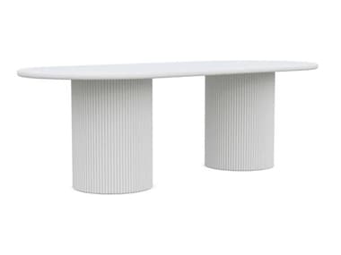 Azzurro Living Palma Matte White Aluminum 95.87''W x 39.84''D Oval Dining Table AZZPMAA17DTO96TOPPMABASE