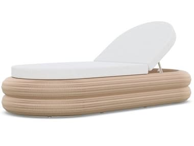 Azzurro Living Texoma Almond All-Weather Wicker Chaise Lounge with Cloud Cushion AZZTEXW05L1CU