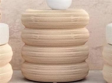 Azzurro Living Texoma Almond All-Weather Wicker Round End Table Base AZZTEXW05ST
