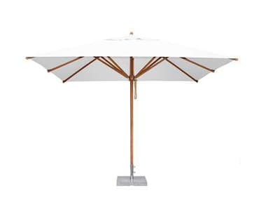 Bambrella Levante Wood 8.5' x 11.5' Rectangular Pulley Lift Umbrella with 2.25 Inch Pole B125X35RECL
