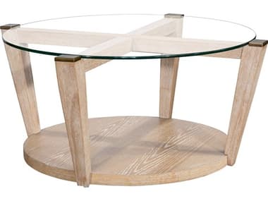 Bassett Mirror Dunes Round Glass Bleached Oak Coffee Table BA2528LR120