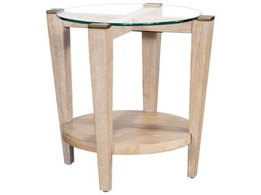 Bassett Mirror Dunes Round Glass Bleached Oak End Table BA2528LR220