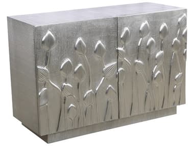 Bassett Mirror Mango Wood Silver Petal Bar Cabinet BA2536LR508