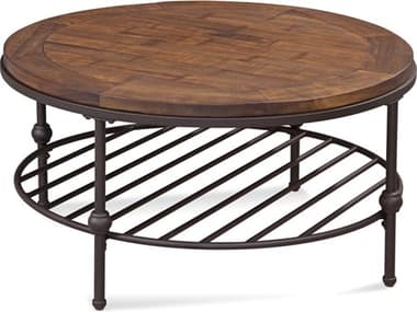 Bassett Mirror Emery 36" Round Wood Distressed Rust Coffee Table BA3194120EC
