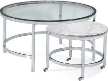 Bassett Mirror Jadyn Round Glass White Coffee Table BA3260LR120C