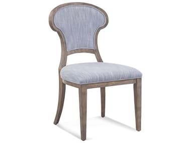 Bassett Mirror Laguna Fabric Oak Wood Blue Upholstered Side Dining Chair BA6950DR800EC