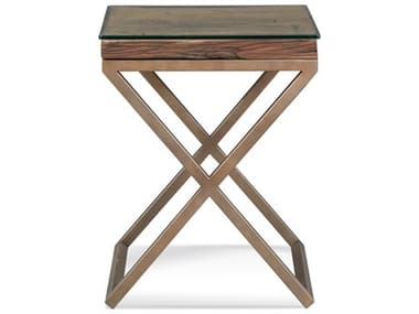 Bassett Mirror Cambria 18" Square Glass Bronze Reclaimed Wood End Table BA7048200BTEC