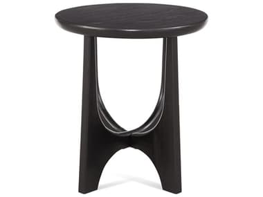 Bassett Mirror Dunnigan Round Wood Black Matta Stain End Table BA7049LR220EC