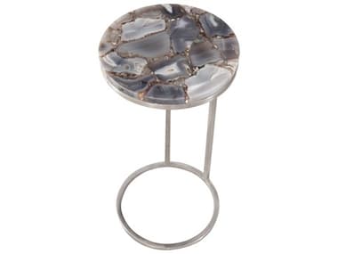 Bassett Mirror McCoy Round Stone Grey Agate Brushed Nickel End Table BA7079LR223