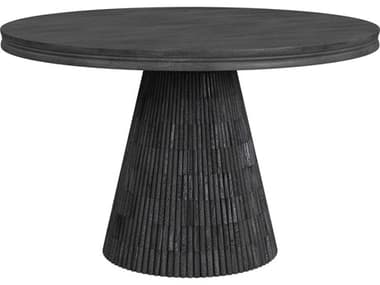 Bassett Mirror Gaines 48" Round Wood Sandblasted Black Wash Dining Table BA8125700BT