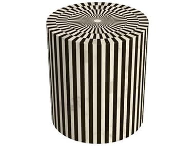 Bassett Mirror Teague Round Black White Bone End Table BA8670LR223EC