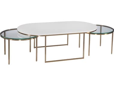 Bassett Mirror 50" Oval Glass White Coffee Table BA9095LR133