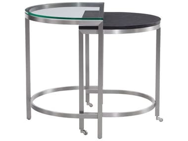 Bassett Mirror Hensley Bunching 36" Oval Glass Chrome And Marble End Table BA9200LR202