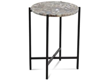 Bassett Mirror Cicco 16" Round Stone Agate Iron End Table BA9600LR223EC