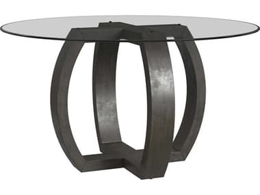Bassett Mirror Kellan 54" Round Glass Charcoal Gray Dining Table BA9725700045