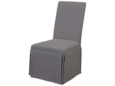Bassett Mirror Skirted Parsons Gray Linen Side Chair BADPCH8746EC