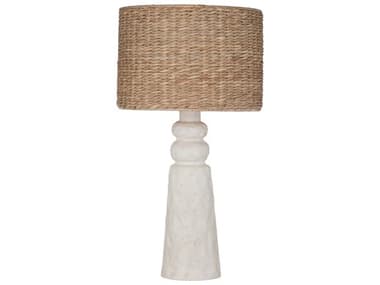 Bassett Mirror Laramie Matte Off White Brown Drum Sea Grass Buffet Lamp BAL4575T