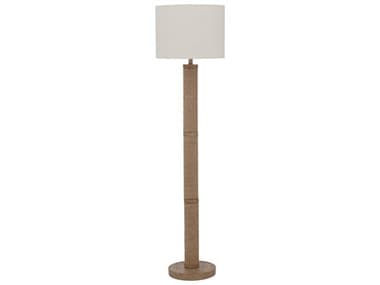 Bassett Mirror Chester Natural Oatmeal Drum Linen Brown Floor Lamp BAL4594F