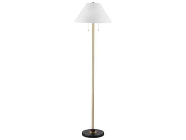 Bassett Mirror Lenor Black Brass White Linen Floor Lamp BAL4652F