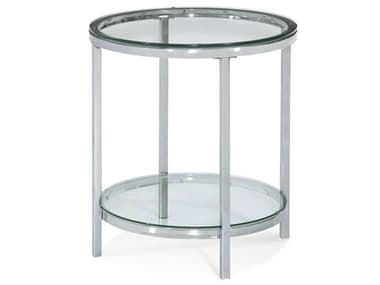 Bassett Mirror Patinoire 22&quot; Round Glass Polished Chrome End Table BAT1792220EC