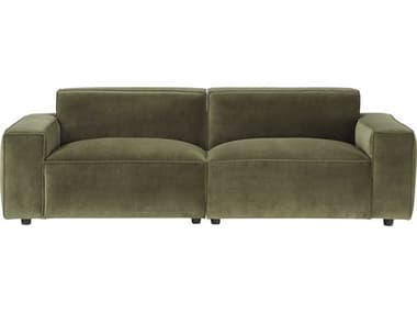 Bobby Berk for A.R.T Furniture 90" Walnut Moss Green Fabric Upholstered Sofa BBB5395495003S2