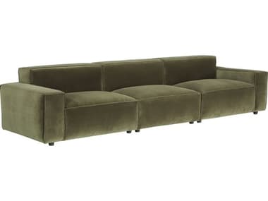 Bobby Berk for A.R.T Furniture 127" Walnut Moss Green Fabric Upholstered Sofa BBB5395495003S3