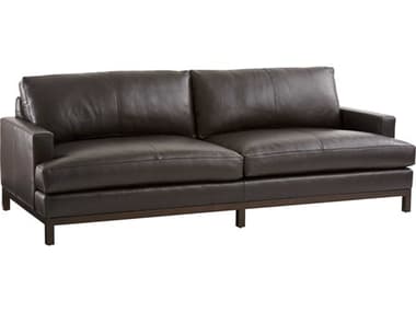 Barclay Butera Horizon 88" Black Leather Upholstered Sofa BCB0151783301