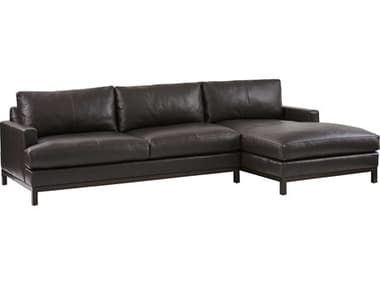 Barclay Butera Horizon 110" Wide Brown Leather Upholstered Sectional Sofa BCB01517850S0140