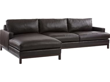 Barclay Butera Horizon 110" Wide Brown Leather Upholstered Sectional Sofa BCB01517850S0141