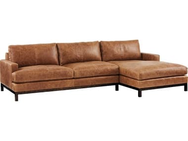 Barclay Butera Horizon 110" Wide Brown Leather Upholstered Sectional Sofa BCB01517850SLL40